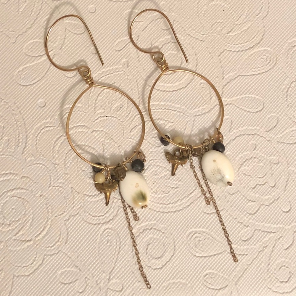 Shark Tooth Gold Hoop Earrings